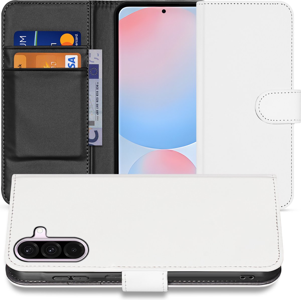 Book Case Telefoonhoesje Samsung Galaxy A56 Wit met Pasjeshouder