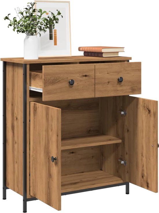 Dressoir 70x30x80 cm bewerkt hout sonoma eikenkleurig kopen