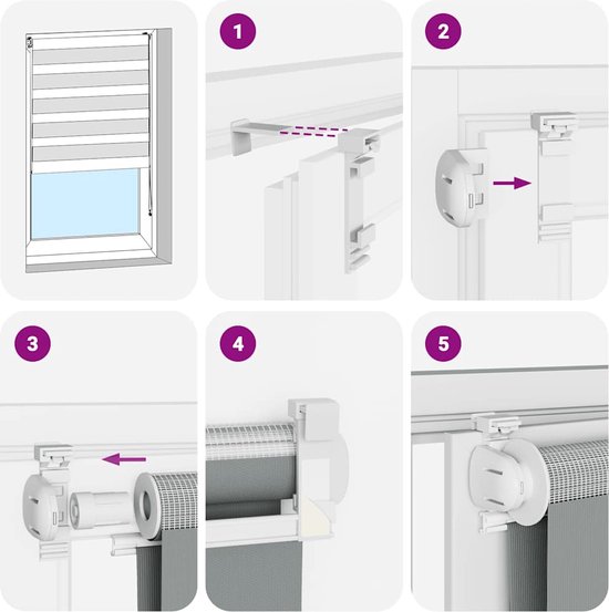 vidaXL - Zebra - store enrouleur - 55x100 - cm - largeur du tissu - 50,9 - cm - noir