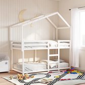 Bol.com vidaXL Kinderbedhuisje - 203x955x142 cm - Grenenhout - Wit aanbieding