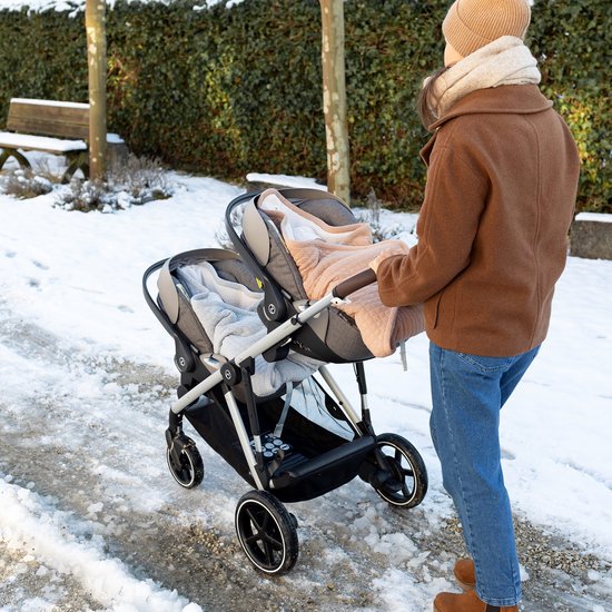 BEMINI Voetenzak - Biside 0-12m - Warme gewatteerde teddy - Mix grey van Bemini — afbeelding 5