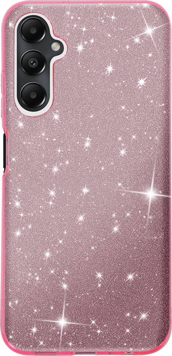 Avizar Schokbestendig glitter hoesje Geschikt voor Samsung Galaxy A25, Roze