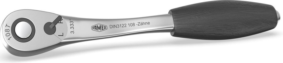 FAMEX 10634 Super Fijnvertande Ratelsleutel, 6,3 mm (1/4 inch) aandrijving, 108 tanden