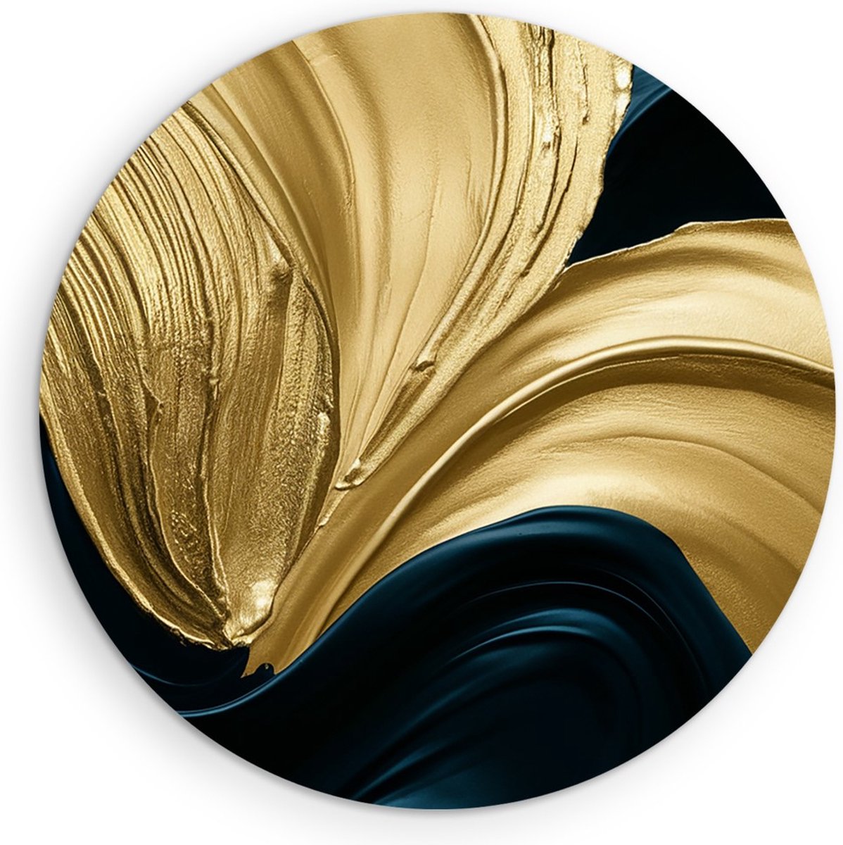 Saammp Muurcirkel Hout - zwart goud - Abstract - Ø 90 - Wandcirkel - Wanddecoratie Cirkel - Muurdecoratie Woonkamer - Slaapkamer decoratie - Rond Schilderij
