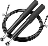 FEN Springtouw Zwart Aluminium – professioneel springtouw speedrope - verstelbare kabel – kogellagers – geschikt voor crossfit, fitness, boxen en krachttraining