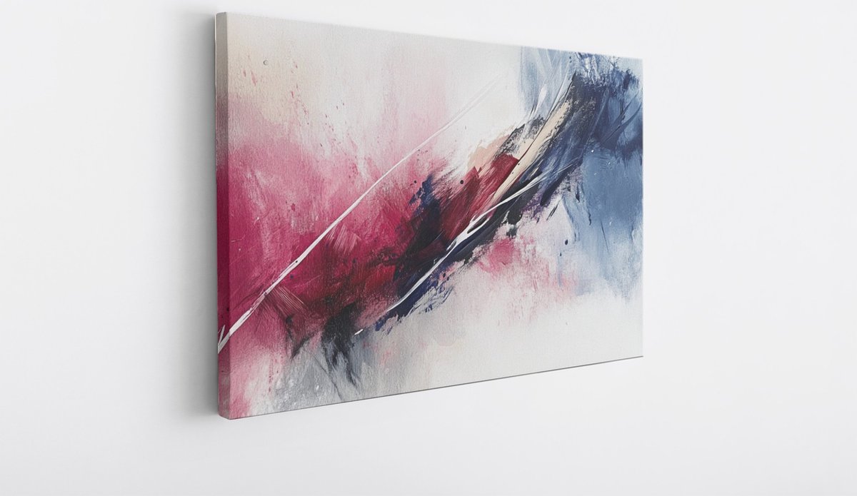 Saammp Canvas Schilderij - Paars blauw - Dynamisch - Goud - Abstract kunstwerk - 45x30 - Foto op canvas - Wanddecoratie - Muurdecoratie Woonkamer - Slaapkamer decoratie - Canvas Print Multicolor