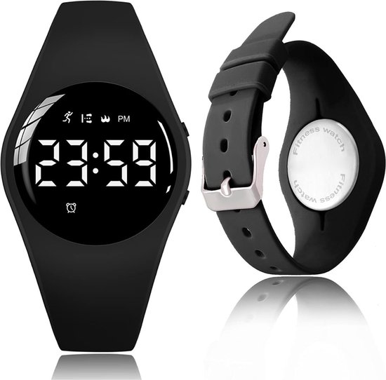DailySupplies® Stappenteller Horloge - Stappentellers - Dames - Zwart