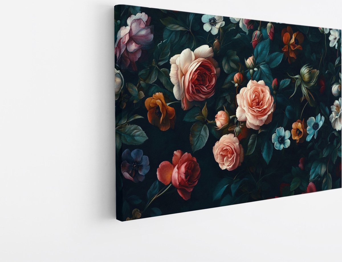 Saammp Canvas Schilderij - Luxe Bloemen bij elkaar - Natuur - 50x40 - Foto op canvas - Wanddecoratie - Muurdecoratie Woonkamer - Kantoor Decoratie Multicolor