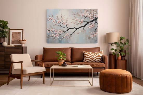Tableau sur toile Saammp - Fleur rose sur branche - Abstrait - 50x40 - Photo sur toile - Décoration murale - Décoration murale murale Salon - Décoration bureau