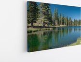 Saammp Canvas Schilderij - Meer tussen de bomen - Landschap - Natuur - 90x60 - Foto op canvas - Wanddecoratie - Muurdecoratie Woonkamer - Slaapkamer decoratie - Canvas Print