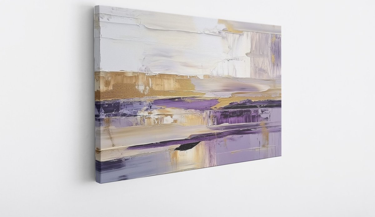 Saammp Canvas Schilderij - Paars Goud - Modern - Abstract - 40x30 - Foto op canvas - Wanddecoratie - Muurdecoratie Woonkamer - Slaapkamer decoratie - Canvas Print Multicolor