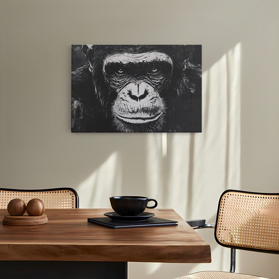 Saammp Canvas Schilderij - Aap portret - Abstract - Dier - 120x80 - Foto op canvas - Wanddecoratie - Muurdecoratie Woonkamer - Slaapkamer decoratie - Canvas Print
