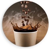 Saammp Forex Muurcirkel - Koffie spetters - Ø 50 - Wandcirkel - Wanddecoratie Cirkel - Muurdecoratie keuken - Slaapkamer decoratie - Rond Schilderij