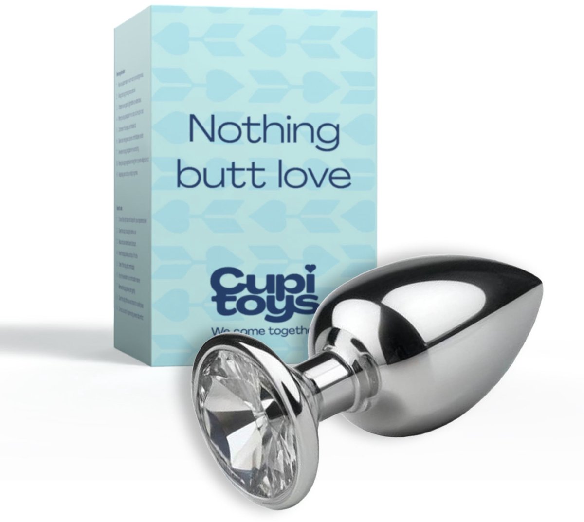 Goedkoopste Cupitoys® Metalen buttplug - Zilver - Diamant wit - Small - Sex toys voor vrouwen - Sex toys voor mannen - Buttplugs