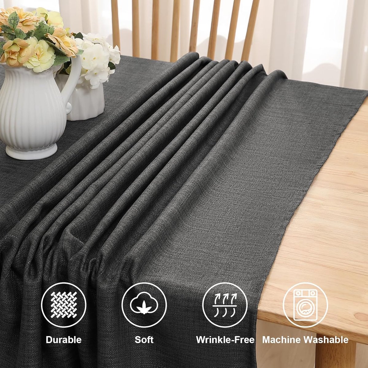 Lotuseffect tafelkleed textiel Vierkant 140 x 240 cm, vlekwerend, COLOR selecteerbaar (zink