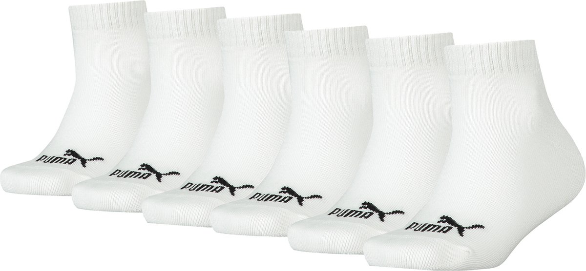 6 PACK Puma KIDS Quarter Socks sneakermaat 27 38 voor meisjes en jongens Wit