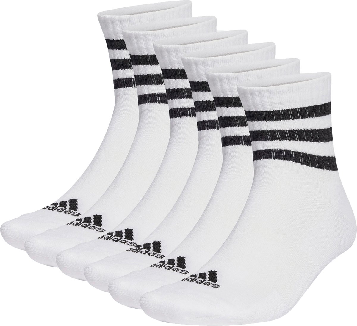 6 paar adidas C Sportswear MID 6p Mid Cut sokken unisex sportsokken Wit