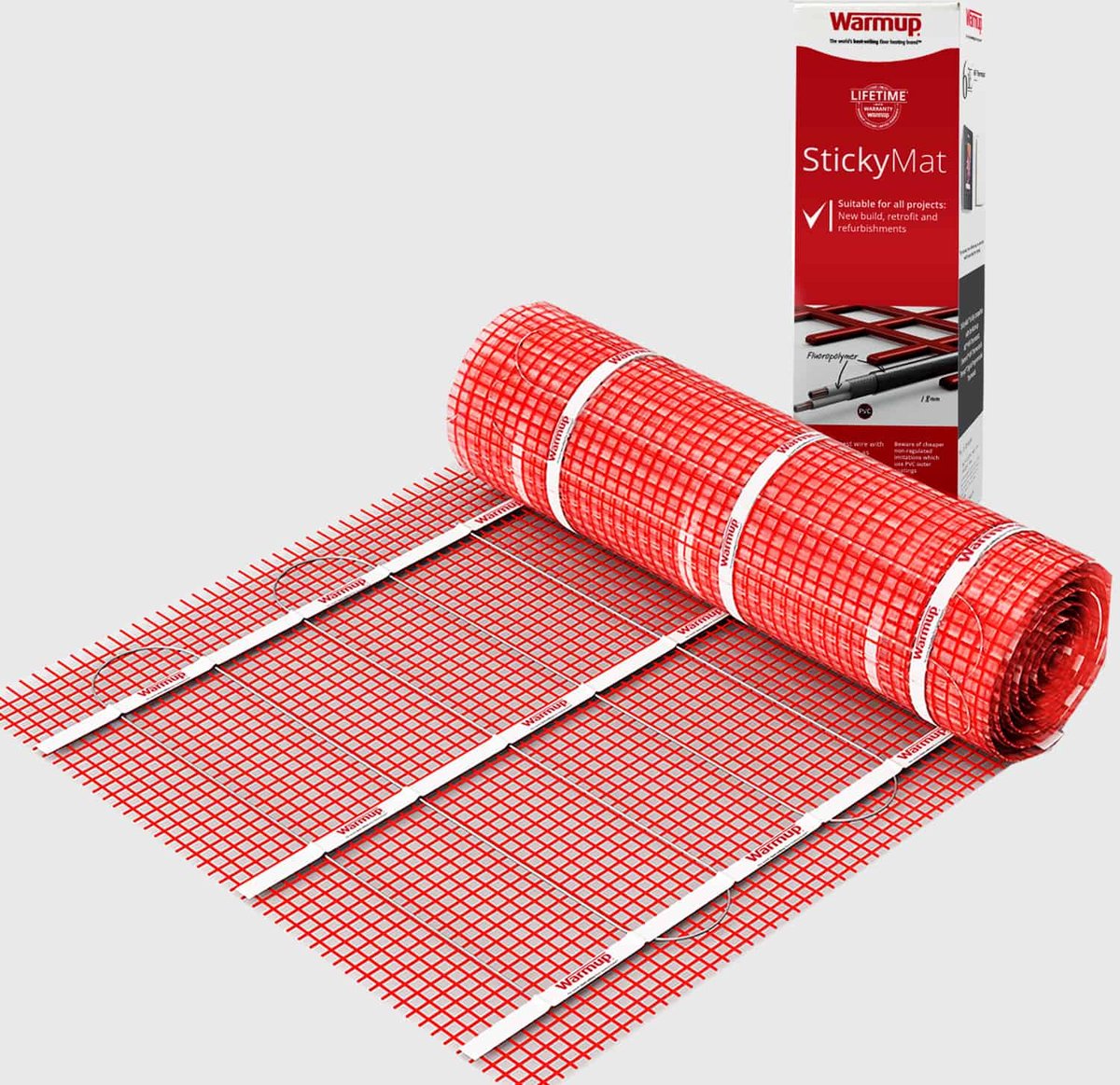 Warmup StickyMat 4m2 vloerverwarmingsmat met Levenslange Garantie| Elektrische vloerverwarming| 150Watt m2