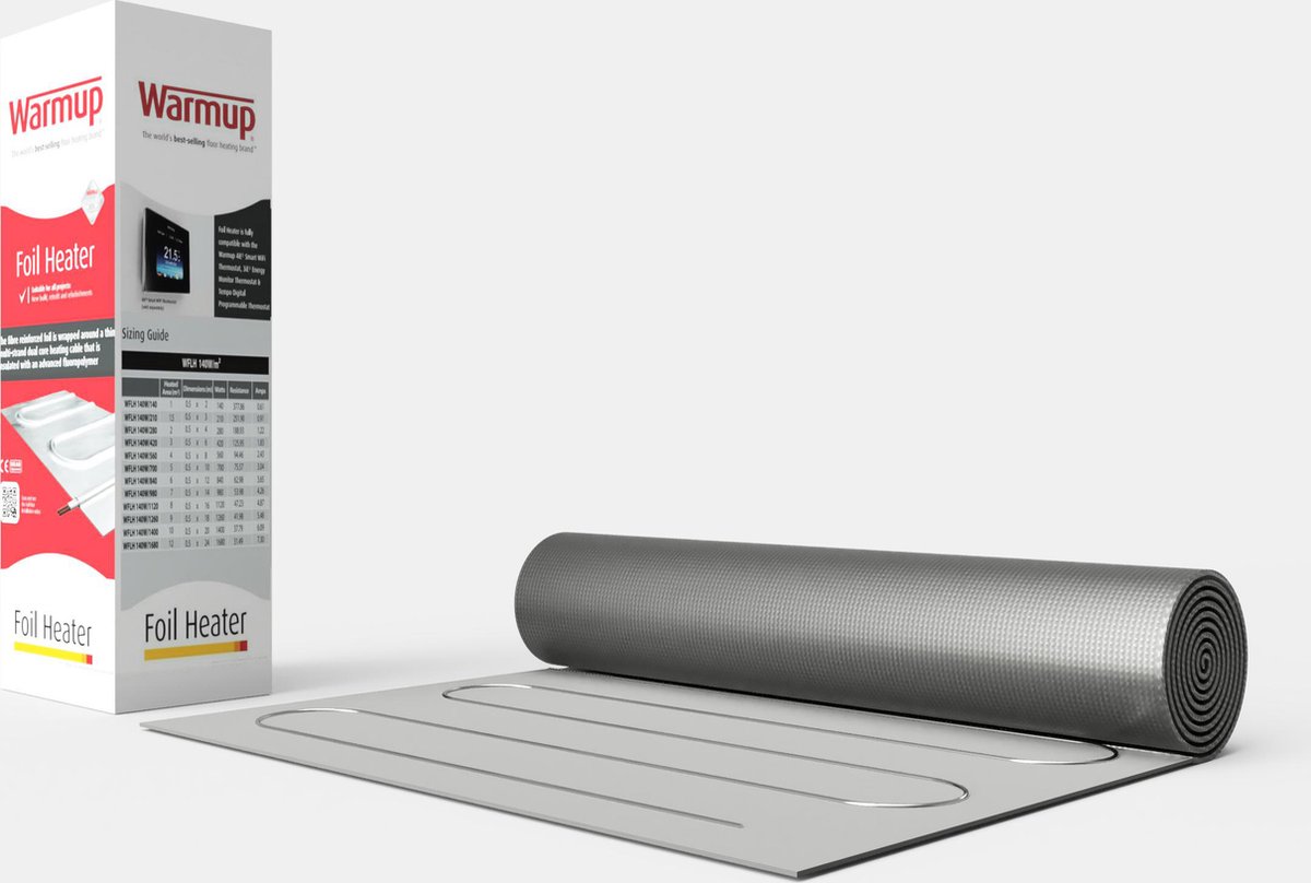 Warmup 8m² Verwarmingsfolie | oa laminaat, PVC | 15jr Garantie | elektrische vloerverwarming