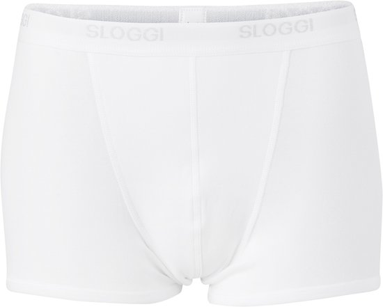 Witte Sloggi Basic Short boxer, met Sloggi logo op de tailleband.