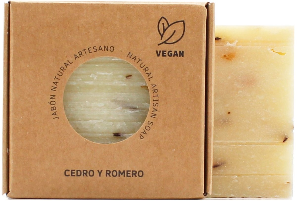 Sys VEGAN Cederhout & Rozemarijn Zeep - Handgemaakt - 100% Natuurlijk - Douche en Handzeep - Zeep blok - 100g