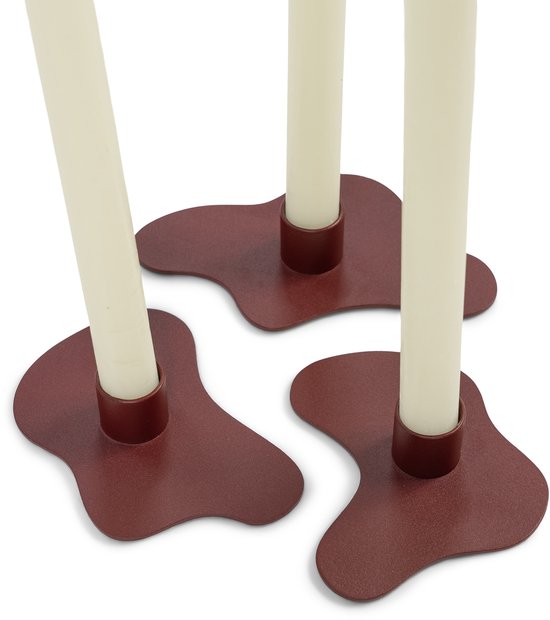 Spinder Design kandelaar Melt - Burgundy - set van 3 - Staal