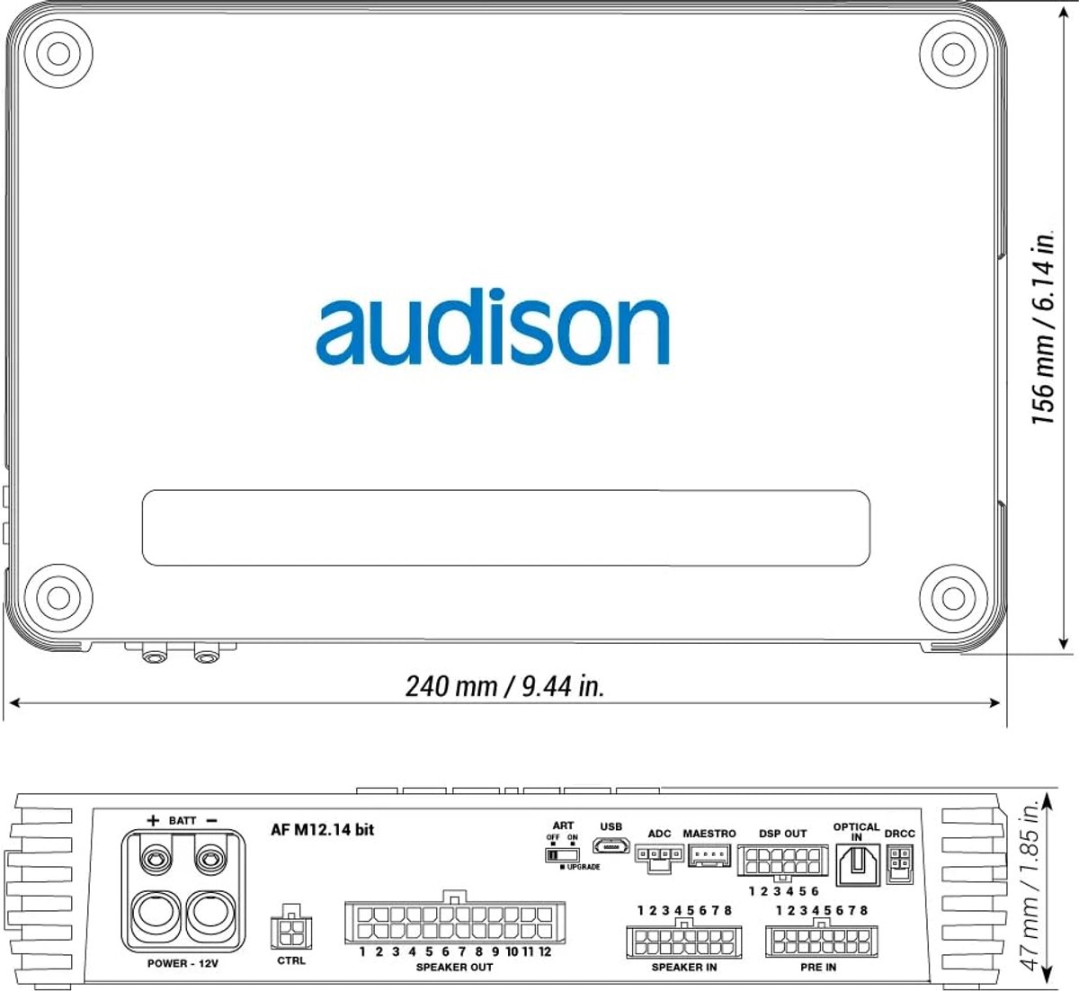 Audison AF M12.14 bit | 12-kanaals versterker met DSP - 1080W