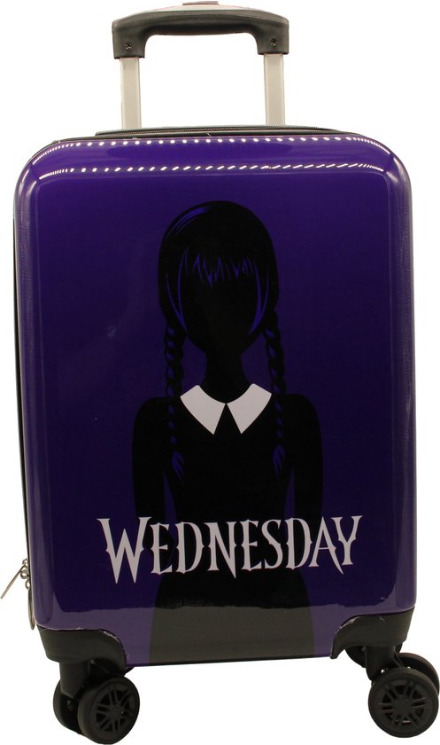 Handbagage Koffer 49x33x22 Cm Wednesday Kinderkoffer - Hard Shell Handbagage Met 4 Wielen, Uitschuifbaar Handvat - 49x33x22 Cm (30L) - Officiële Merchandise Wednesday Merchandise Koffer
