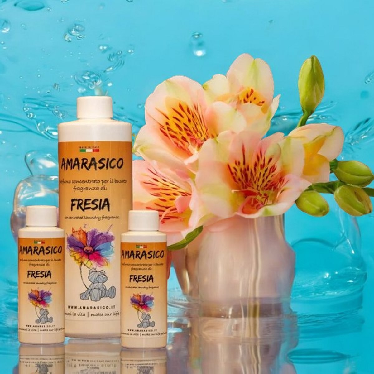 Amarasico Wasparfum Freesia - 500 ml – Frisse was – Heerlijke geur – Textielverfrisser – Wasverzachter – Bloemengeur