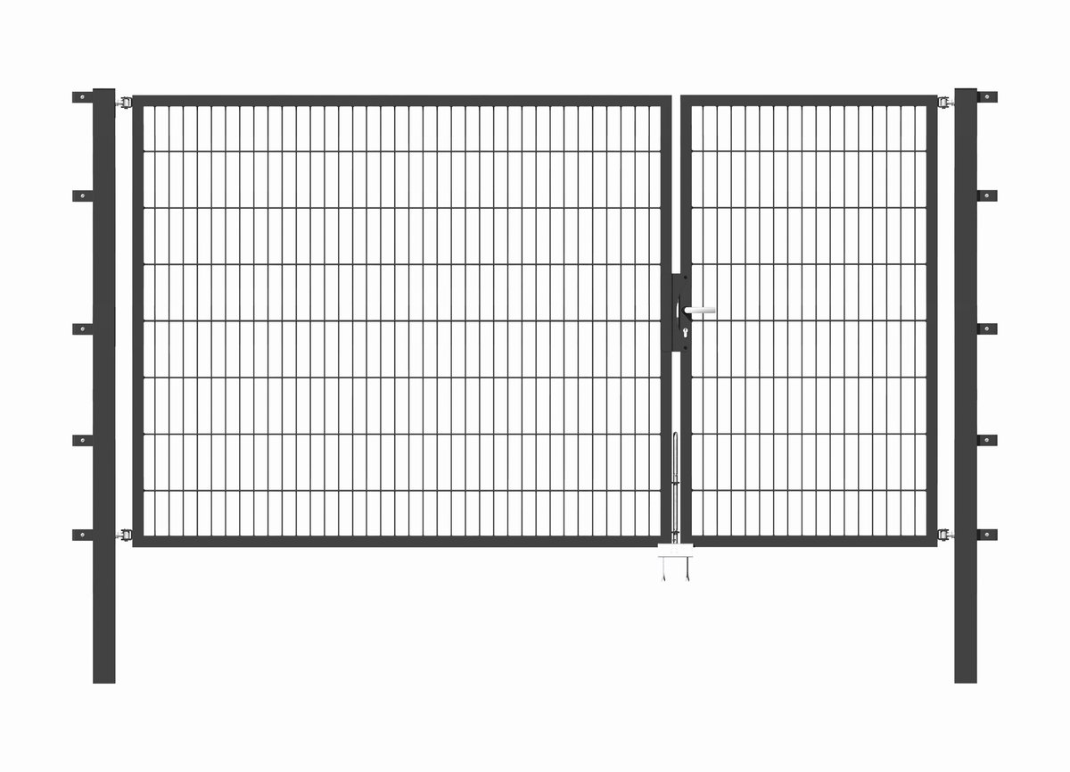 Alberts 647025 Dubbele poort Flexo met toebehoren, antraciet, breedte 100 + 200 cm, hoogte 160 cm