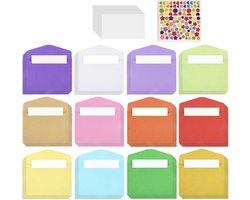 Mitovi Enveloppenset - 175 Stuks - Set van 72 Mini-enveloppen met 100 Blanco Kaarten en 3 Stickervellen - Gekleurde wenskaartjes voor Cadeaus, Wensen en Creatieve DIY - Perfect voor Verjaardag - Valentijnscadeau - Bruiloft - Kerstmis - Feestdagen