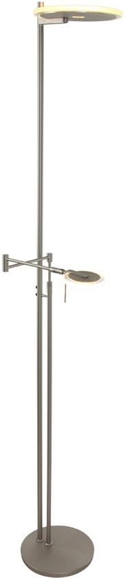 Lampadaire Design réglable | 2 lumières | gris / transparent | verre / métal | Ø 27 cm | 185 cm | lampadaire / lampadaire | design contemporain