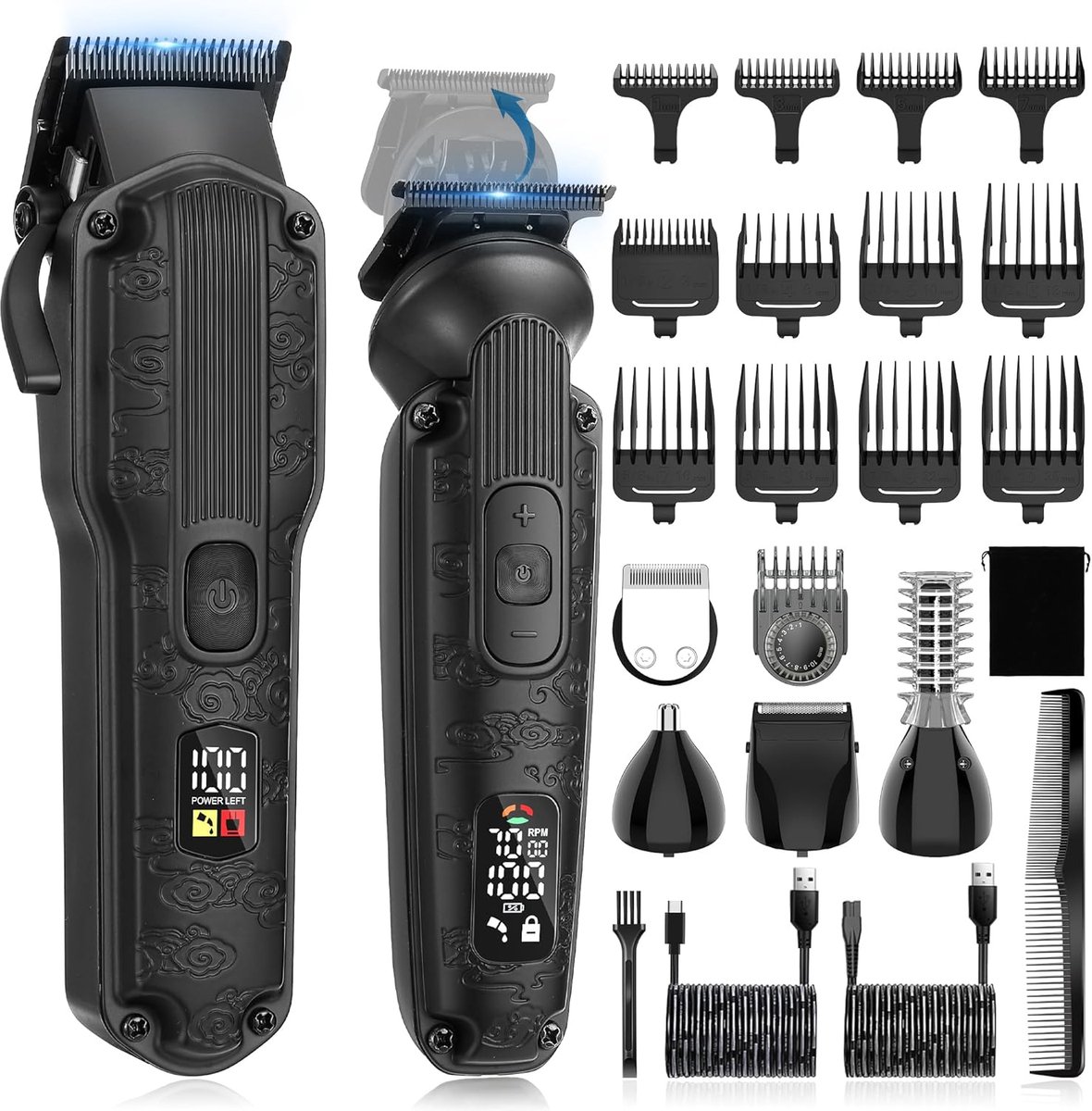 Professionele Draadloze Haarknipper Set voor Mannen - Trimmer, Scheerapparaat en Toebehoren