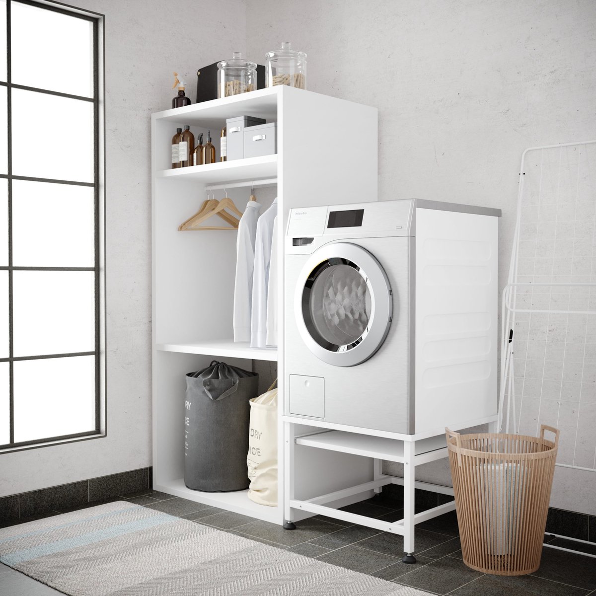 Wasophoogte® Wasmachine verhoger - Wasmachine opbouwmeubel - Wasmachine sokkel - 45 cm hoog - Wit - Universeel thumbnail 8