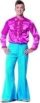 Jaren 80 & 90 Kostuum | Flitsende Wijde Pijpen Broek Blauw Man | Maat 62 | Carnavalskleding | Verkleedkleding