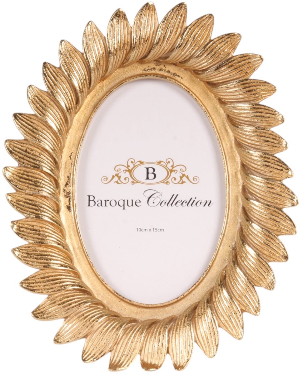 Baroque - Fotolijst - Fotolijst Bloem 10x15 cm - Goud - Resin - Ovaal - Staand - 22x17.5x3 - Polyresin