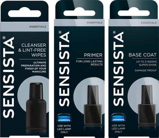 Sensista Happy Preppy Set - Cleanser & Lint free wipes - Primer - Base Coat - Gellak Voordeelset