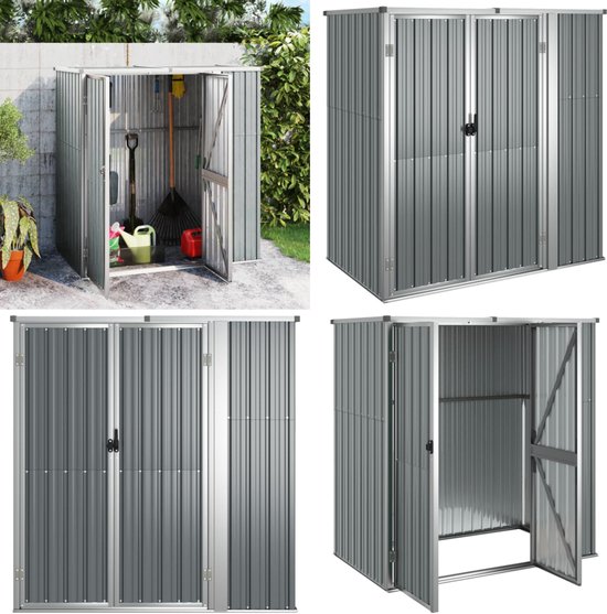 vidaXL Tuinschuur 161x89x161 cm gegalvaniseerd staal grijs