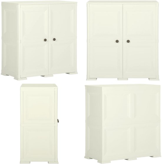 vidaXL Armoire de rangement Aspect bois 79x43x85-5 cm Plastique Couleur glace vanille - Armoire - Armoires - Placard - Casier de rangement