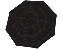 doppler paraplu Carbonsteel Long AC Karo Black / Grey zwart