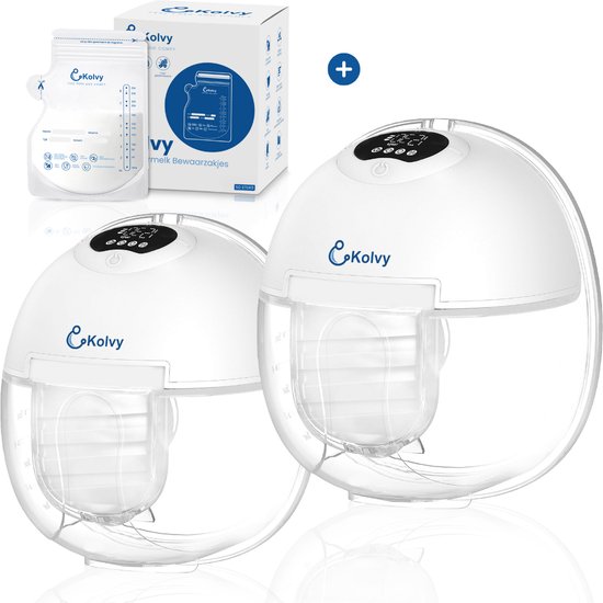 Kolvy® Air Draadloze Elektrische Borstkolf – Handsfree & Draagbaar – BPA-Vrij – Dubbele Borstkolf – Inclusief Bewaarzakjes, E-Book, Stofkap & 5 maten