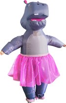 KIMU® Opblaas Kostuum Nijlpaard met Tutu - Opblaasbaar Pak - Nijlpaardpak Mascotte Opblaaspak - Opblaasbare Hippo Ballet Volwassenen Dames Heren Halloween
