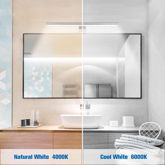 NIORSUN Lampe Miroir Salle De Bain LED 12W 40cm Double Temperature De Couleur 4000k 6000k 1100lm Indice D Etancheite Ip44 Applique Murale Salle De Bain Luminaire Salle De Bain Spot Salle De Bain