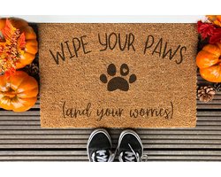 Wipe Your Paws And Your Worries | 60x40 cm | Nieuwe huis cadeau | Ingangsmat | Deurmat met stijl | Verhuizing cadeau | Praktisch & trendy | Perfect voor binnenkomst | Cadeau voor nieuwe woning
