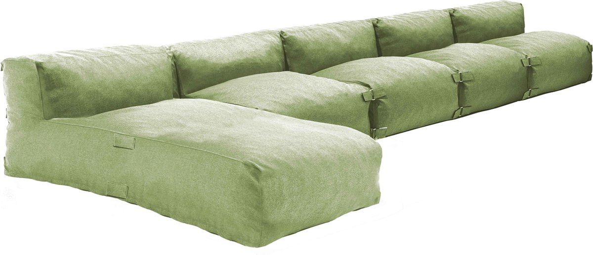 Oviala - 5-zits modulair tuinmeubel met cactusgroene chaise longue - Mixi
