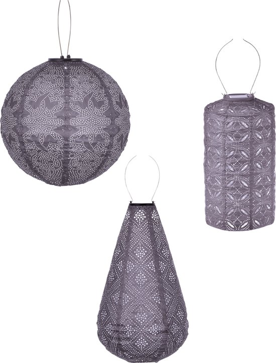 Lumiz Tuinverlichting op zonne energie - Solar tuinverlichting - Tuinverlichting - Lumiz solar lampion - Paarse Set - 3 stuks