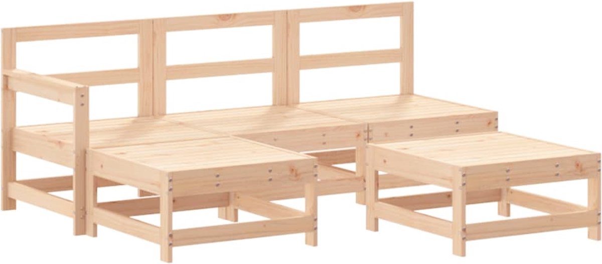 The Living Store 5-delige Loungeset massief grenenhout - Loungeset - Tuinset - Grenenhout - Lounge - Outdoor Furniture