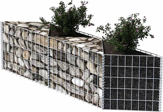 Gabion panier en maille The Living Store - 120 x 30 x 50 cm - Argent - Solide et durable