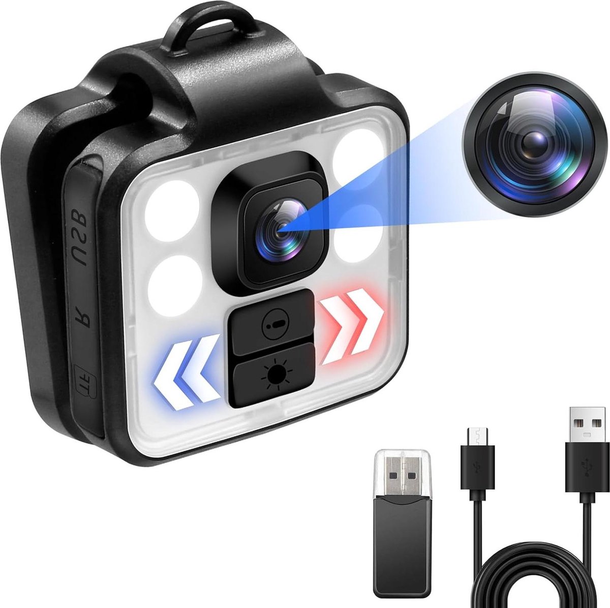 Spy Camera - Bewakingscamera Full HD 1080p kleine bewakingscamera met 4 instelbare leds - Pocket mini-videocamera voor fietsen bewakers ontvangst-sportopnamevideo.