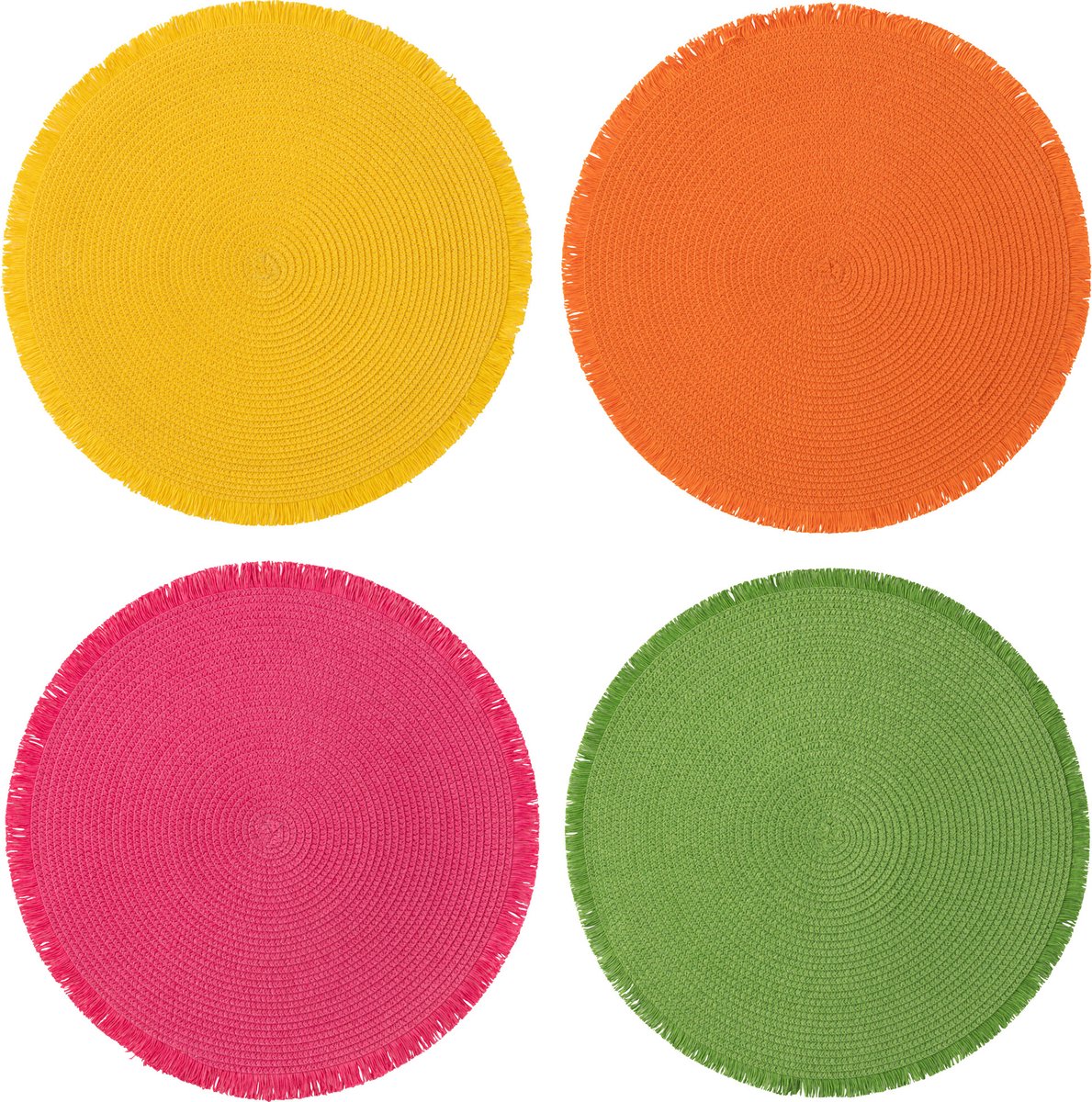 J-Line placemat Rond - papier - mix - 4 stuks